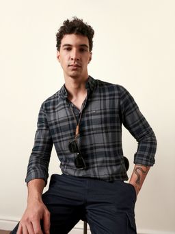 The Bear House - Grey Cotton Checks Shirt