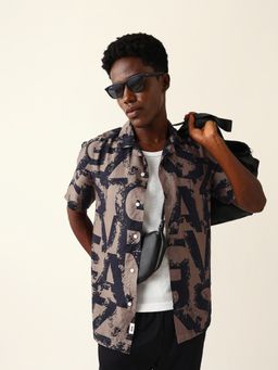 The Bear House - Black Viscose Rayon Printed Shirt