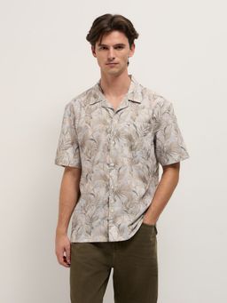 The Bear House - Beige Polyester Printed Shirt