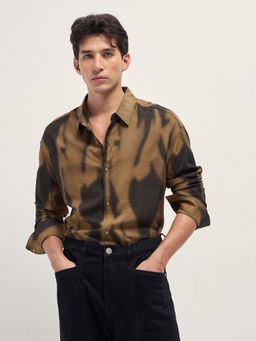 The Bear House - Mustard Nylon Printed Shirt