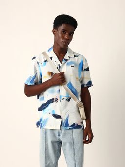 The Bear House - Blue Viscose Rayon Printed Shirt