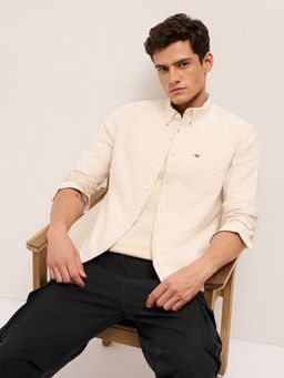 The Bear House - Beige Cotton Solid Shirt
