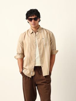 The Bear House - Beige Lyocell Stripes Shirt