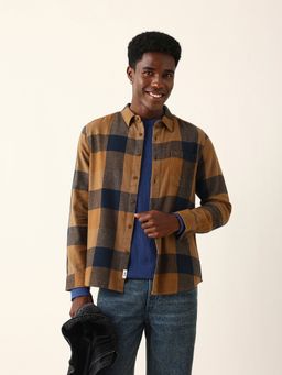 The Bear House - Brown Cotton Checks Shirt