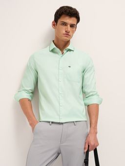 The Bear House - Green Polyester Solid Shirt