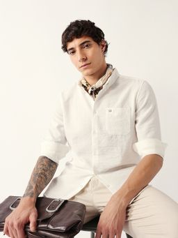 The Bear House - White Polyester Solid Shirt