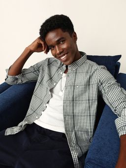 The Bear House - Green Cotton Checks Shirt