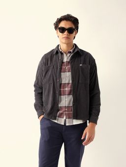 The Bear House - Grey Polyester Stripes Shirt