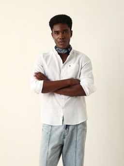 The Bear House - White Cotton Solid Shirt