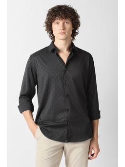Van Heusen - Black Polyester Blend Textured Shirt