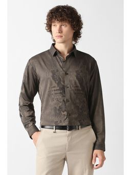 Van Heusen - Brown Polyester Blend Printed Shirt
