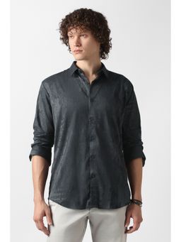 Van Heusen - Black Polyester Blend Textured Shirt