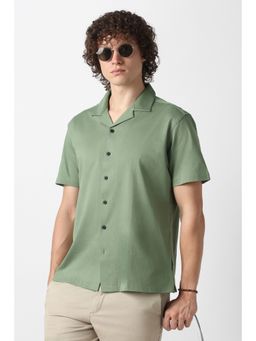 Van Heusen - Green Cotton Textured Shirt