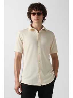 Van Heusen - Cream Polyester Textured Shirt