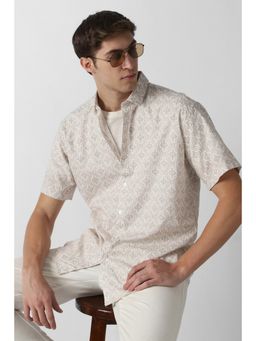 Van Heusen - Beige Cotton Printed Shirt