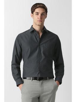 Van Heusen - Black Cotton Blend Textured Shirt