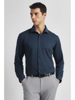 Van Heusen - Navy Blue Polyester Solid Shirt