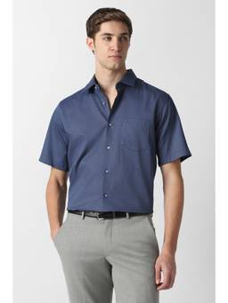 Van Heusen - Navy Blue Cotton Printed Shirt