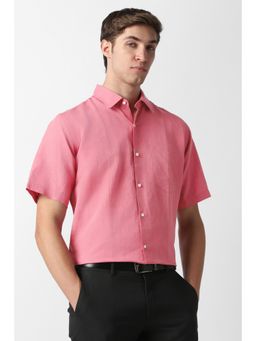 Van Heusen - Pink Cotton Linen Solid Shirt