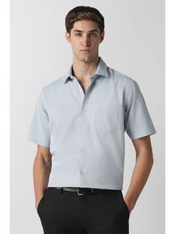 Van Heusen - Blue Cotton Blend Textured Shirt