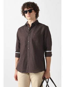 Van Heusen - Brown Linen Blend Textured Shirt