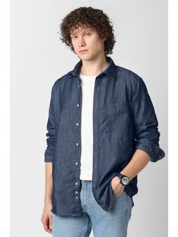 Van Heusen - Blue Cotton Blend Solid Shirt