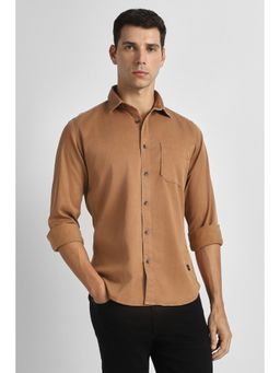 Van Heusen - Brown Cotton Blend Solid Shirt