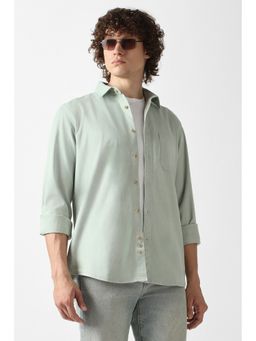 Van Heusen - Green Cotton Blend Solid Shirt