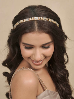 Hair Drama Co. - Pearls and Crystals Gold Plated Mathapatti