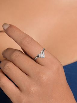 CLARA - Women 925 Sterling Silver Milano Double Chevron Adjustable Ring