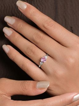 CLARA - Women 925 Sterling Silver Lisbon Pink Cushion Adjustable Ring