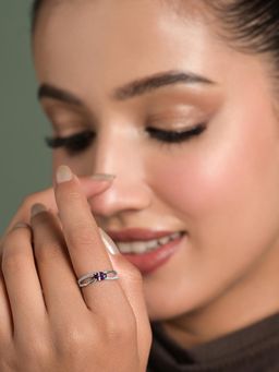 CLARA - Women 925 Sterling Silver Granada Purple Infinity Adjustable Ring