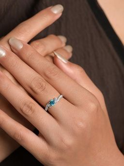 CLARA - Women 925 Sterling Silver Mykonos Blue Trilogy Adjustable Ring