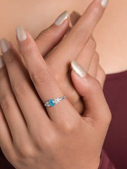 CLARA - Women 925 Sterling Silver Piraeus Blue Oval Adjustable Ring