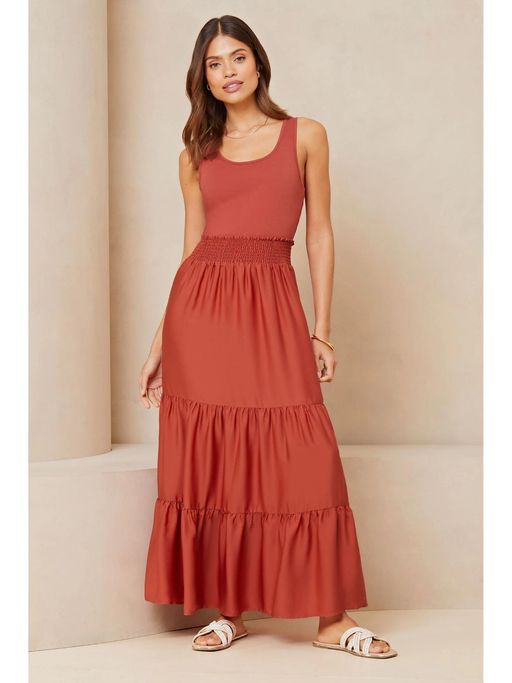 Buy Lipsy Hybrid Shirred Waist Summer Holiday Maxi Dress Online