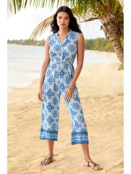Lipsy - Sleeveless Printed Crinkle Culotte Jumpsuit with Belt (Set of 2)