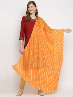Dupatta Bazaar - Womens Leheriya Yellow Chinon Dupatta