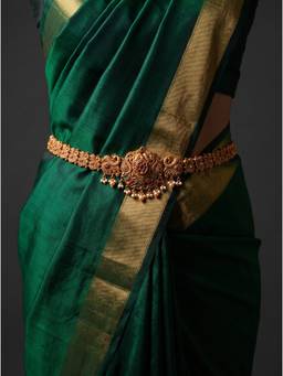 Saraf RS Jewellery - Women Antique Gold Plated Red Kundan Temple Waist Belt