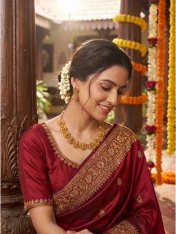 Saraf RS Jewellery - Women Antique Gold Plated Kundan Lakshmi Coin Necklace with Earrings with Jhumkas