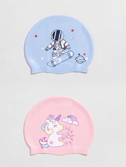 EL REGALO - 2 Swimming Caps for Kids - Unisex Colors and Design - Multi-Color