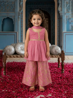 devils n angels - Blush Pink Festive Kurta and Sharara with Dupatta