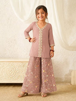devils n angels - Pink Lace Detail Kurta and Sharara