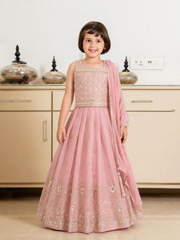 devils n angels - Blush Pink Sequin Embroidered Choli and Lehenga with Dupatta