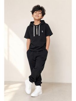 Tales & Stories - Boys Black Oversized Hoodie T-shirt