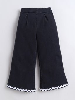 Bright Star Kids Wear - Girls Black Denim Wide Leg Jeans