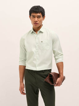 The Bear House - Men Green Pin Stripe Tailored Fit Formal Shirt