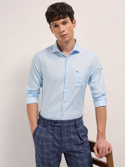 The Bear House - Men Blue Woven Design Tailored Fit Formal Shirt