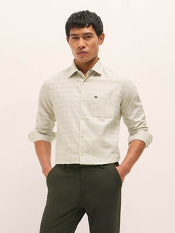 The Bear House - Men Green Woven Striped Tailored Fit Formal Shirt