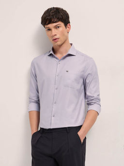 The Bear House - Men Purple Woven Design Tailored Fit Formal Shirt