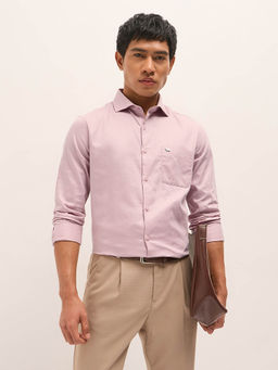 The Bear House - Men Pink Woven Design Tailored Fit Formal Shirt